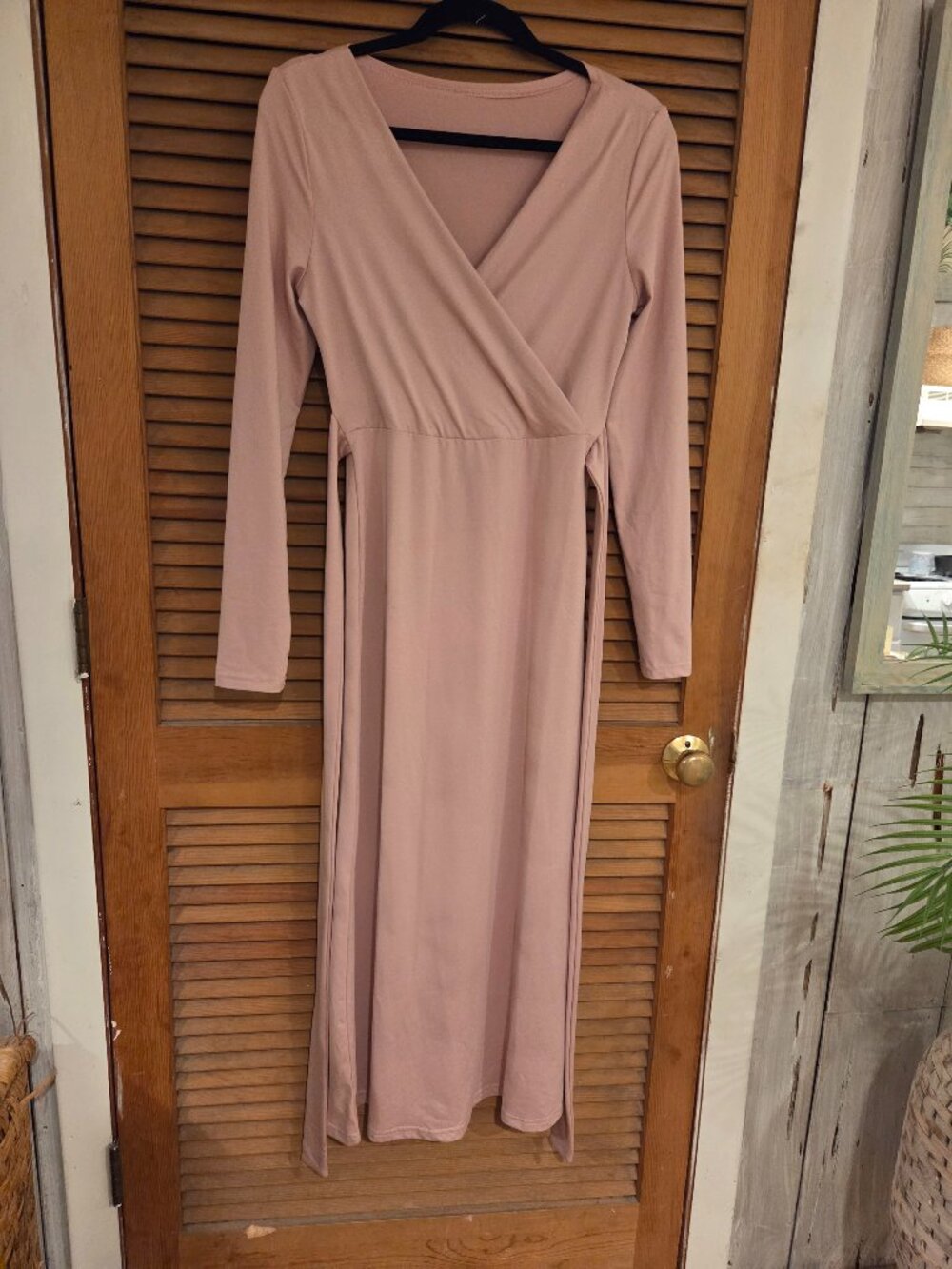 soft knit dress in a faux wrap style
